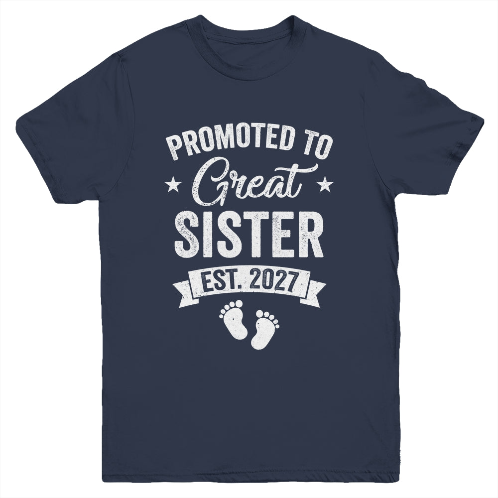 Promoted To Great Sister Est 2027 Pregnancy Announcement Youth Shirt | teecentury