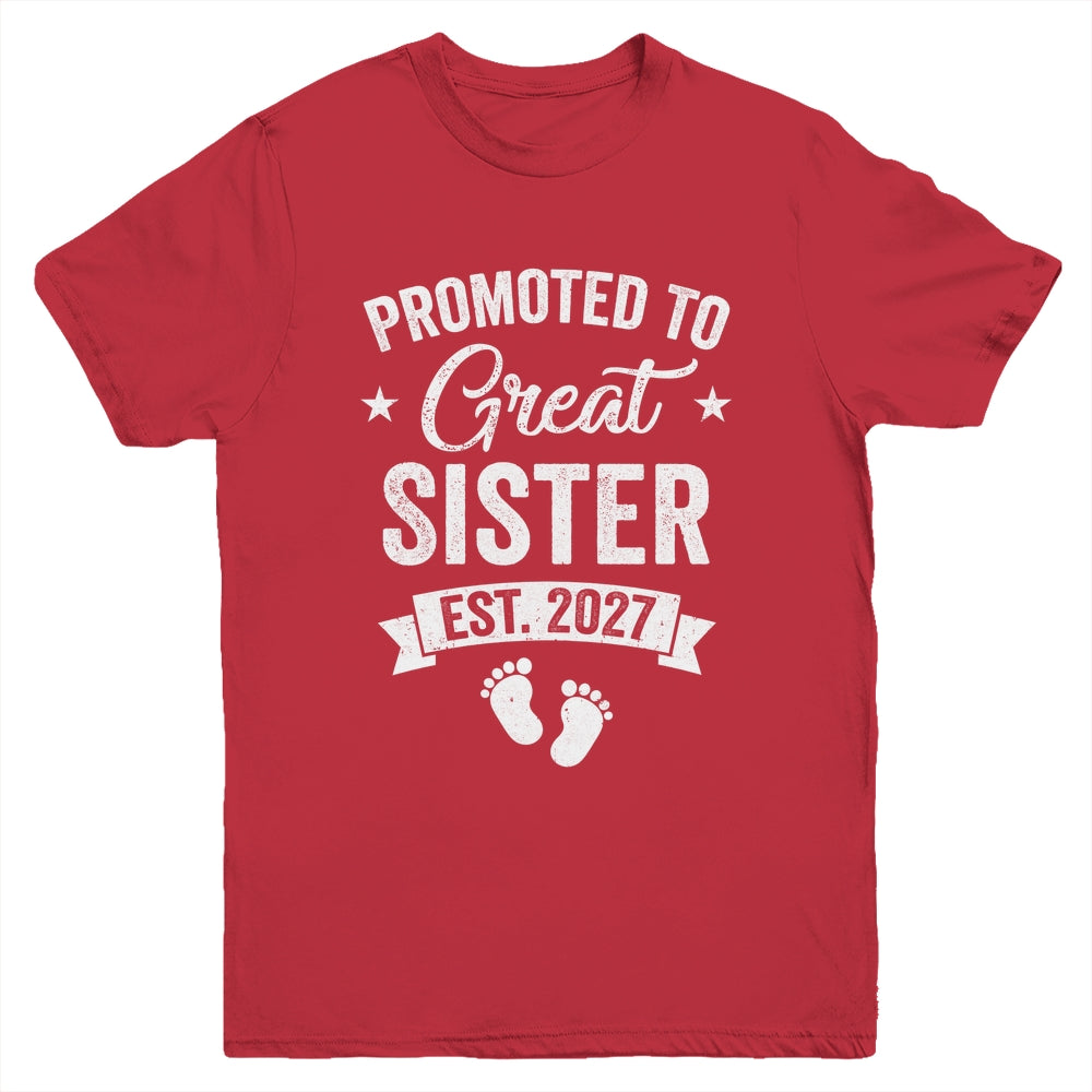 Promoted To Great Sister Est 2027 Pregnancy Announcement Youth Shirt | teecentury