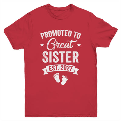 Promoted To Great Sister Est 2027 Pregnancy Announcement Youth Shirt | teecentury