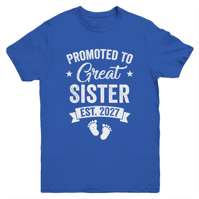 Promoted To Great Sister Est 2027 Pregnancy Announcement Youth Shirt | teecentury
