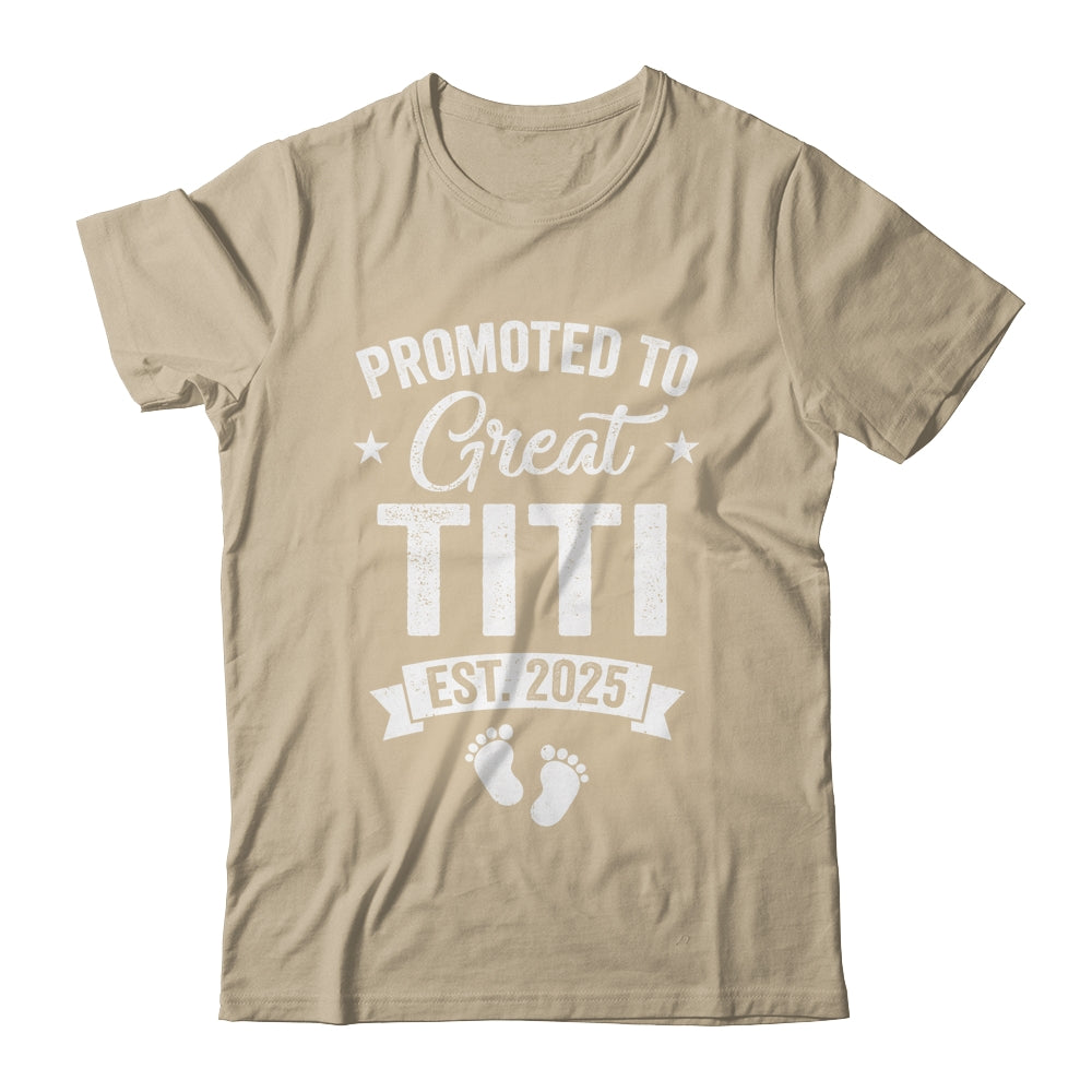 Promoted To Great Titi Est 2025 Pregnancy Announcement Shirt & Tank Top | teecentury