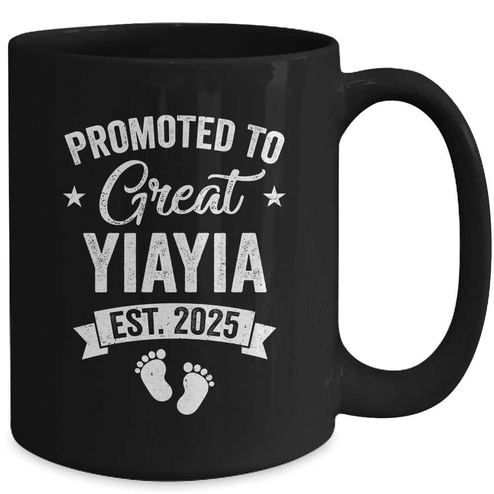 Promoted To Great Yiayia Est 2025 Pregnancy Announcement Mug | teecentury