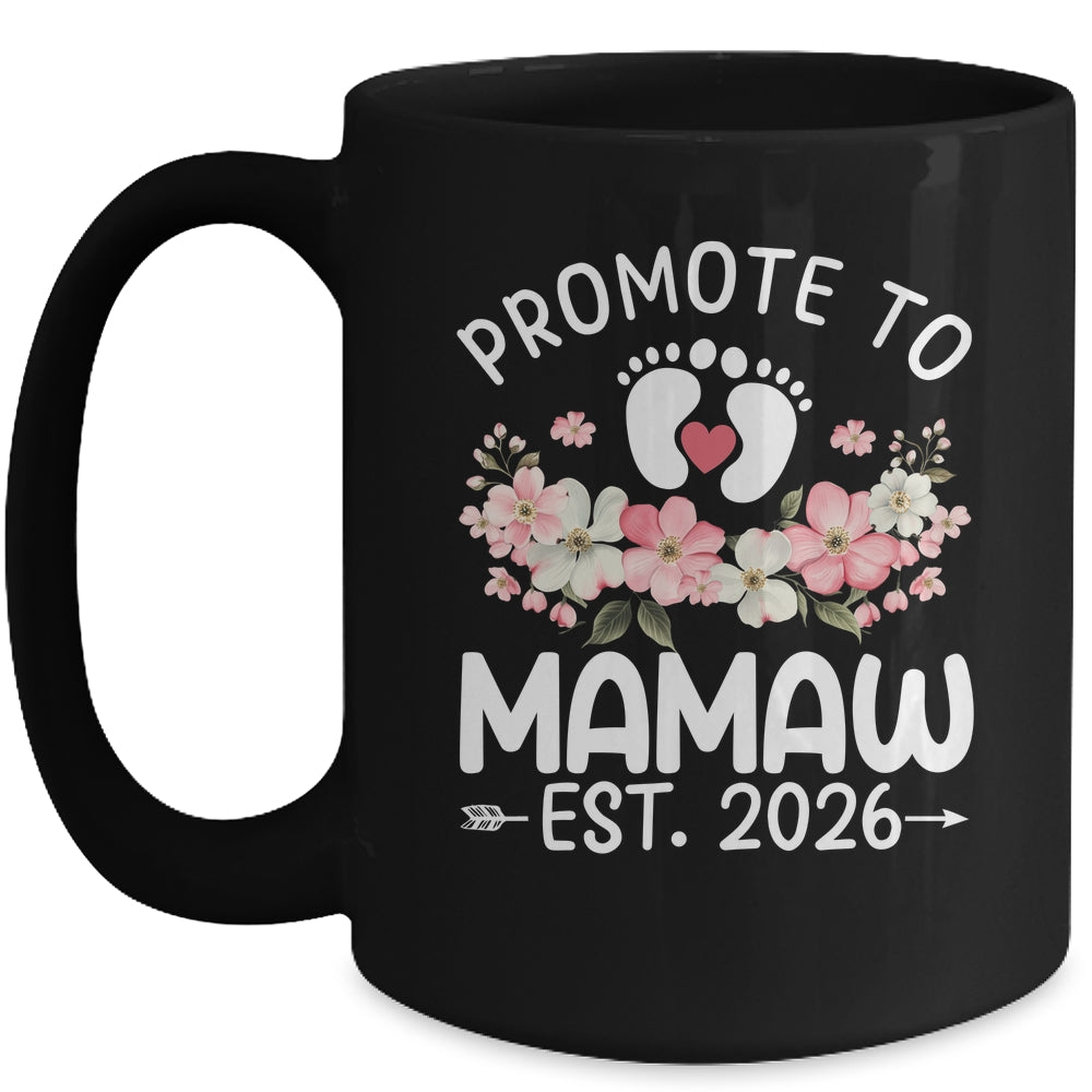 Promoted To Mamaw 2026 First Time Floral New Mamaw Mug | teecentury