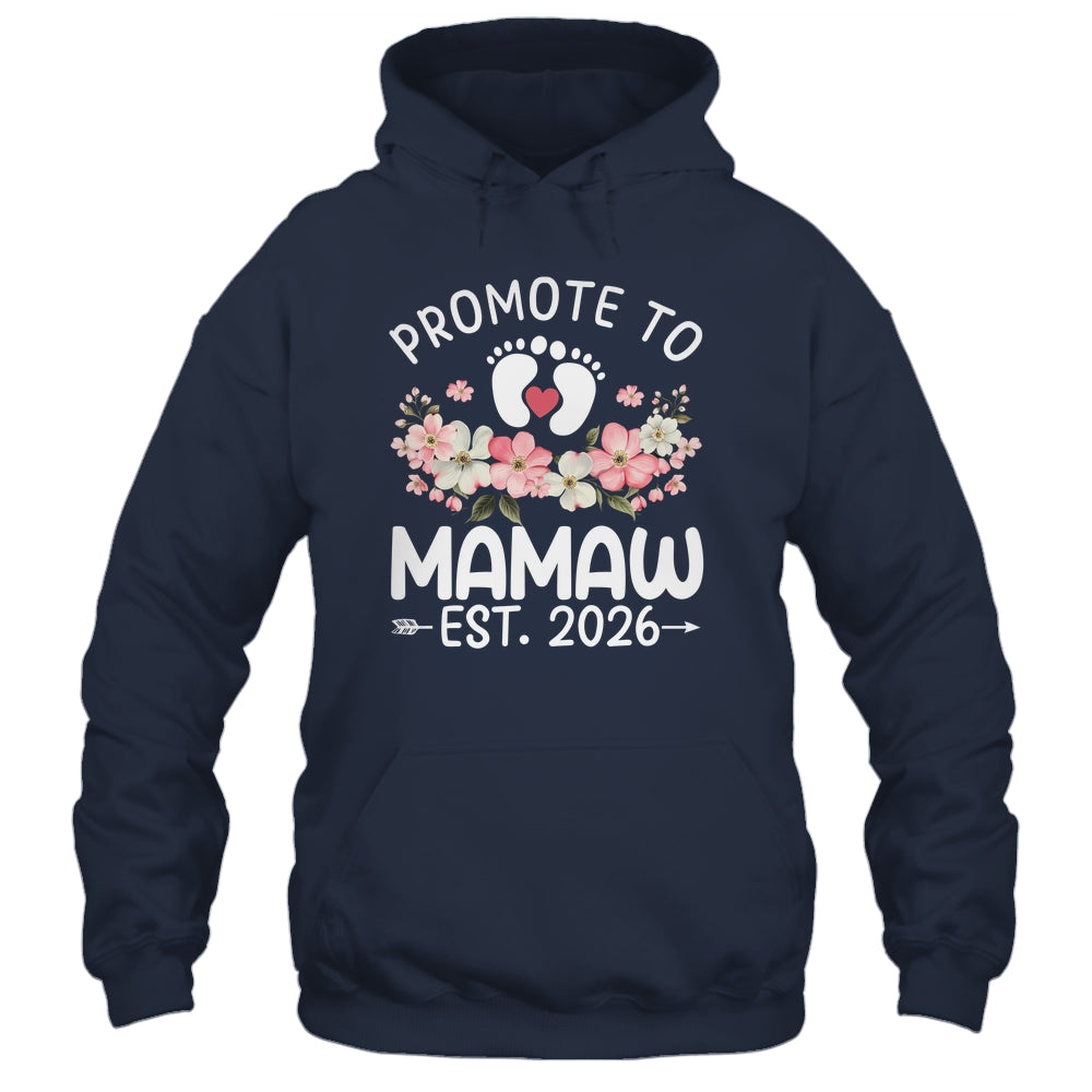 Promoted To Mamaw 2026 First Time Floral New Mamaw Shirt & Hoodie | teecentury