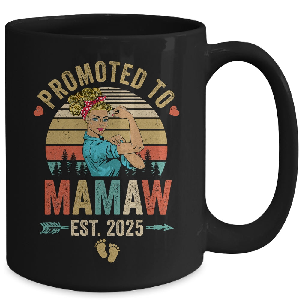 Promoted To Mamaw Est 2025 Retro First Time Mamaw Mug | teecentury