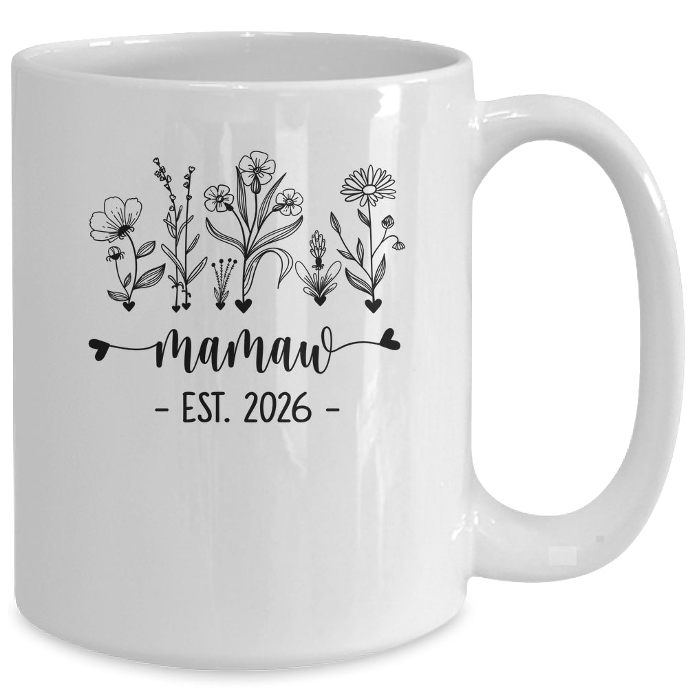 Promoted To Mamaw Est 2026 Pregnancy Announcement Flower Mug | teecentury