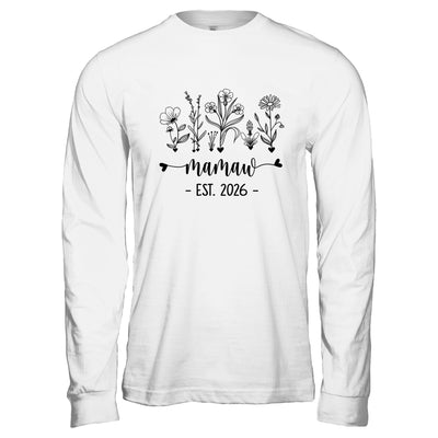 Promoted To Mamaw Est 2026 Pregnancy Announcement Flower Shirt & Hoodie | teecentury