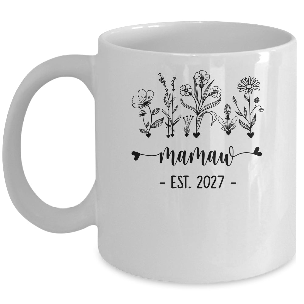 Promoted To Mamaw Est 2027 Pregnancy Announcement Flower Mug | teecentury