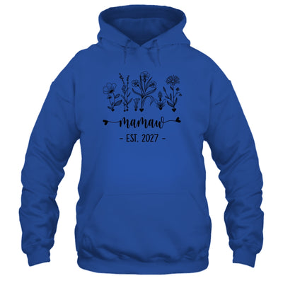 Promoted To Mamaw Est 2027 Pregnancy Announcement Flower Shirt & Tank Top | teecentury