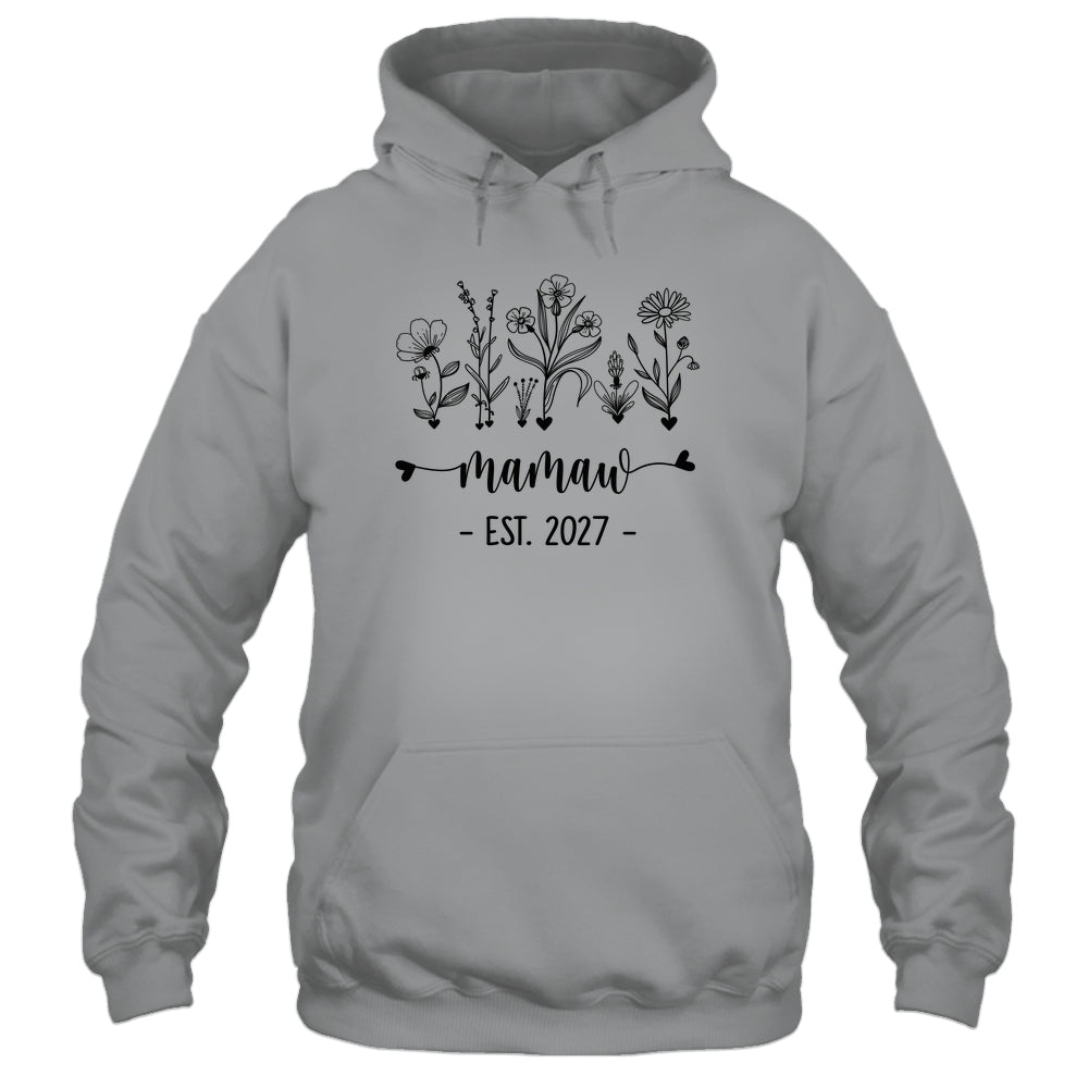 Promoted To Mamaw Est 2027 Pregnancy Announcement Flower Shirt & Tank Top | teecentury