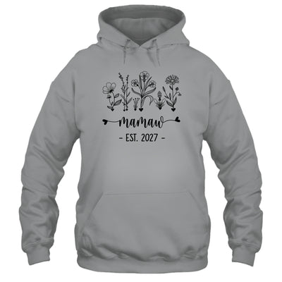 Promoted To Mamaw Est 2027 Pregnancy Announcement Flower Shirt & Tank Top | teecentury
