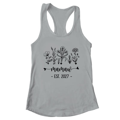 Promoted To Mamaw Est 2027 Pregnancy Announcement Flower Shirt & Tank Top | teecentury