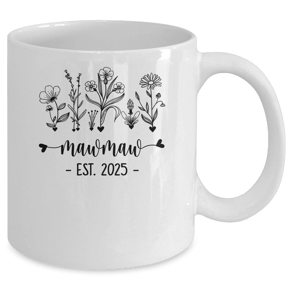 Promoted To Mawmaw Est 2025 Pregnancy Announcement Flower Mug | teecentury