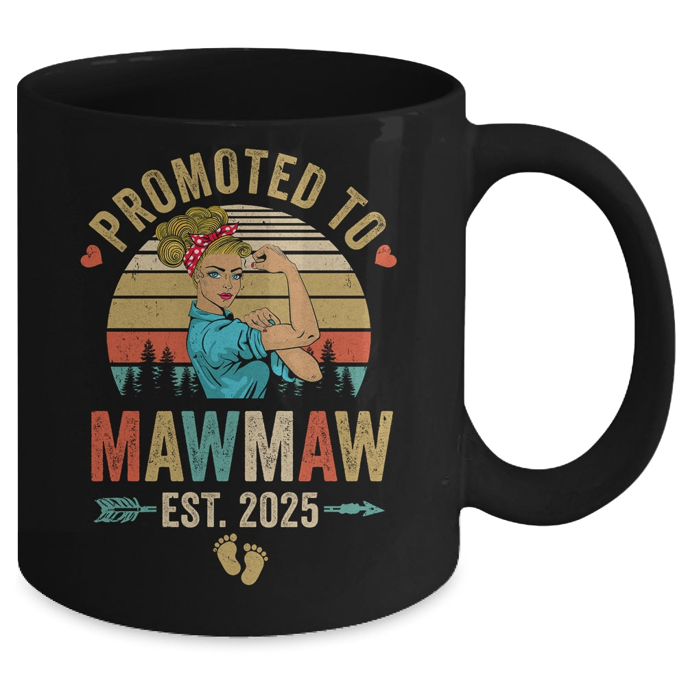 Promoted To Mawmaw Est 2025 Retro First Time Mawmaw Mug | teecentury