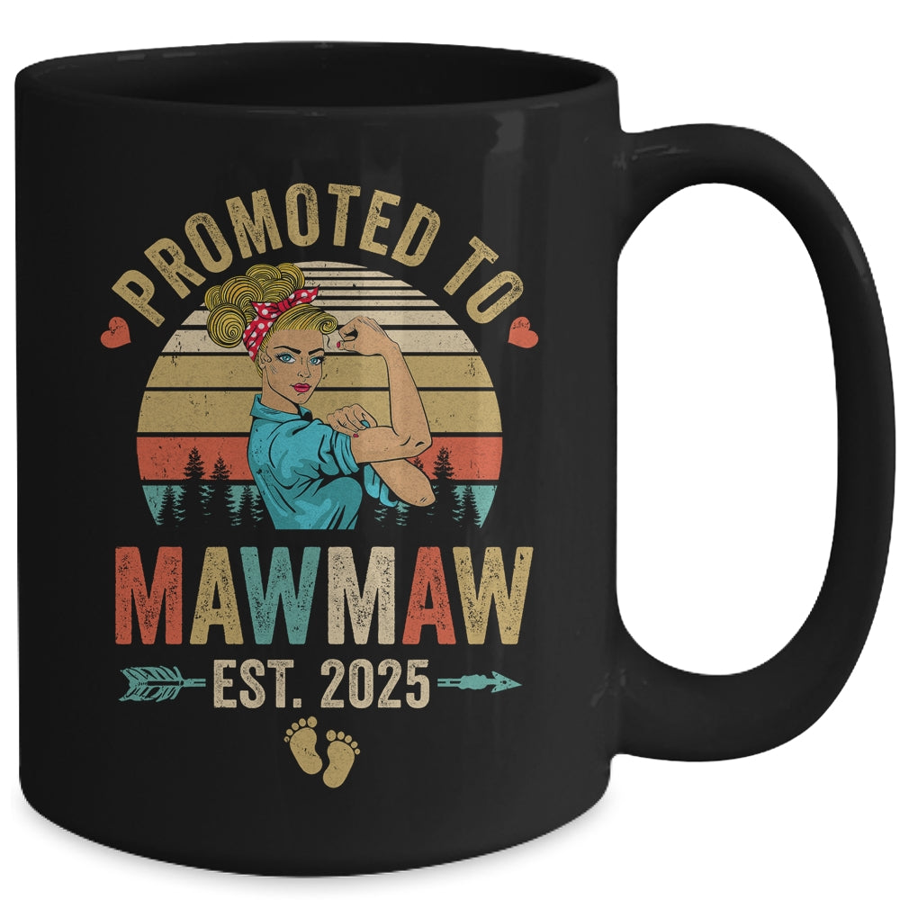 Promoted To Mawmaw Est 2025 Retro First Time Mawmaw Mug | teecentury