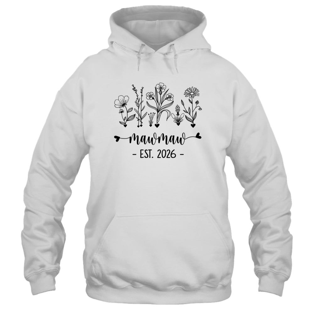 Promoted To Mawmaw Est 2026 Pregnancy Announcement Flower Shirt & Hoodie | teecentury