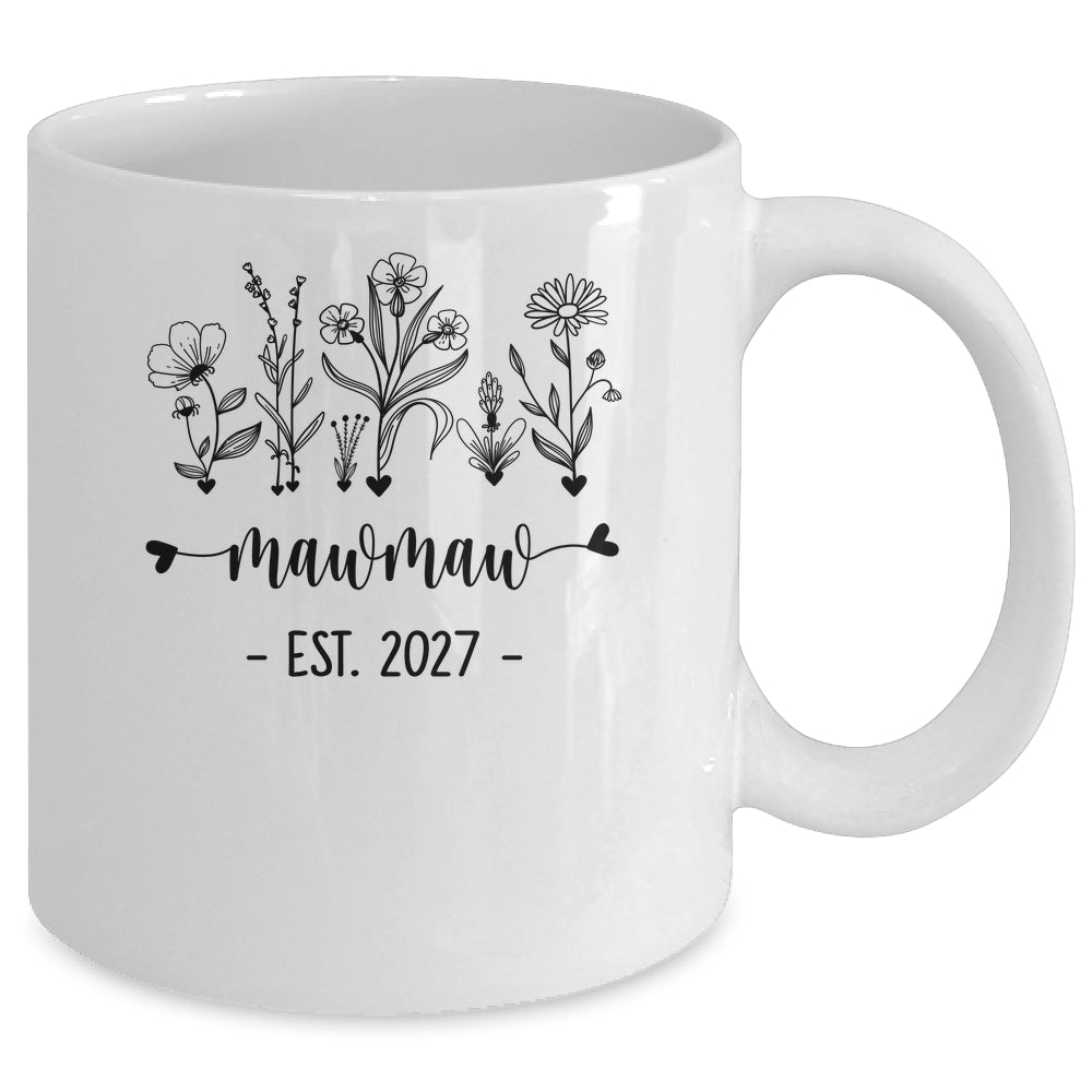 Promoted To Mawmaw Est 2027 Pregnancy Announcement Flower Mug | teecentury