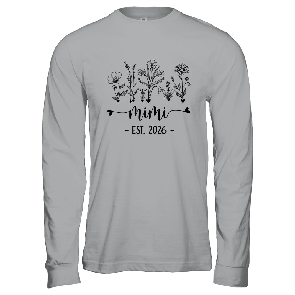 Promoted To Mimi Est 2026 Pregnancy Announcement Flower Shirt & Hoodie | teecentury