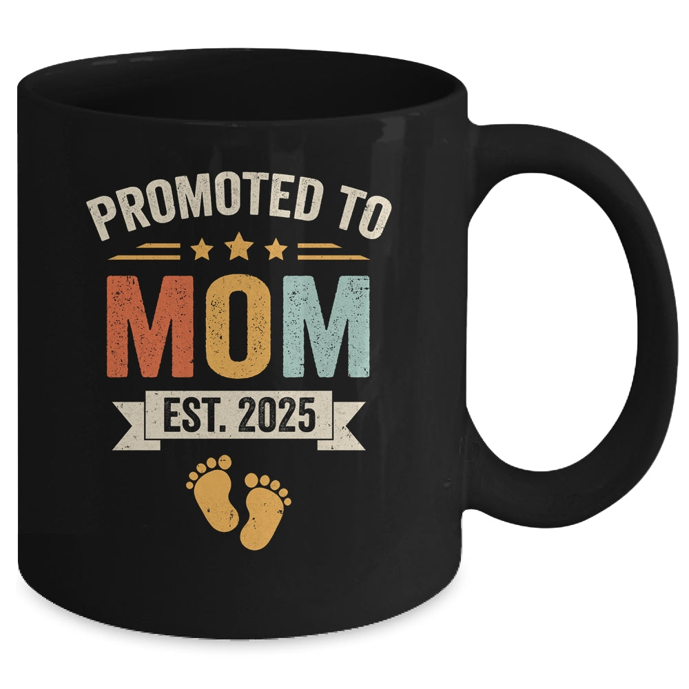Promoted To Mom 2025 Retro Soon To Be Mom Est 2025 Mug | teecentury
