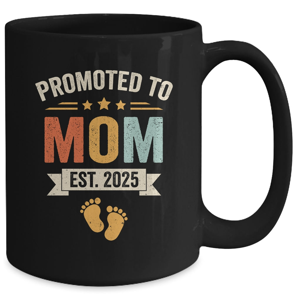 Promoted To Mom 2025 Retro Soon To Be Mom Est 2025 Mug | teecentury