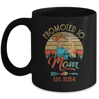 Promoted To Mom Est 2024 Retro First Time Mom Mug | teecentury