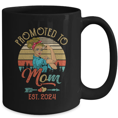 Promoted To Mom Est 2024 Retro First Time Mom Mug | teecentury