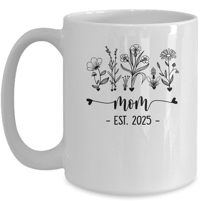 Promoted To Mom Est 2025 Pregnancy Announcement Flower Mug | teecentury