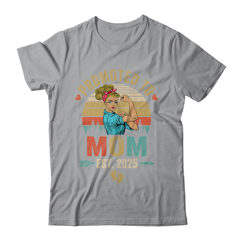Promoted To Mom Est 2025 Retro First Time Mom Shirt & Tank Top | teecentury