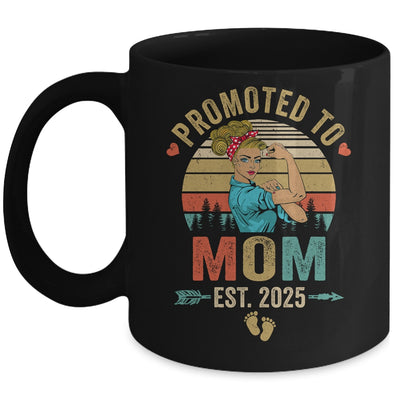 Promoted To Mom Est 2025 Retro First Time Mom Mug | teecentury