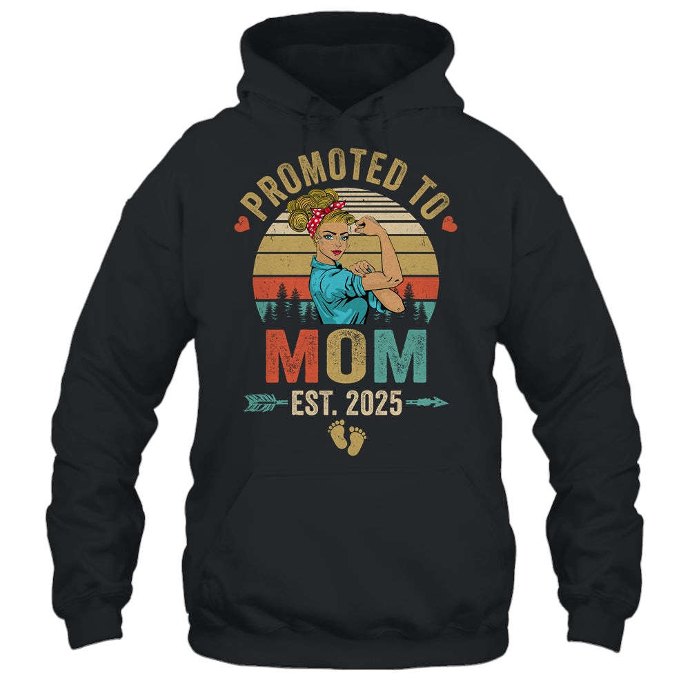 Promoted To Mom Est 2025 Retro First Time Mom Shirt & Tank Top | teecentury