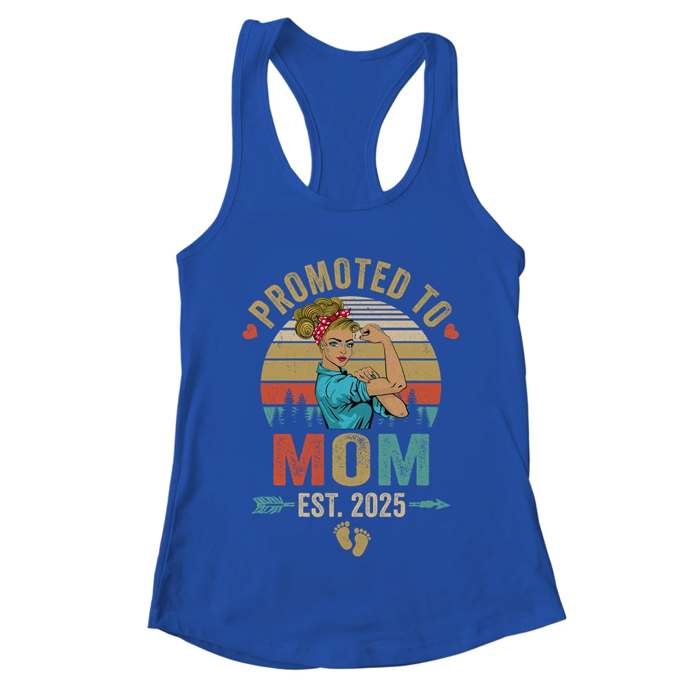 Promoted To Mom Est 2025 Retro First Time Mom Shirt & Tank Top | teecentury