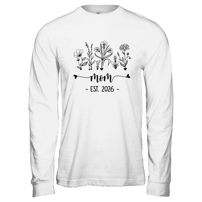 Promoted To Mom Est 2026 Pregnancy Announcement Flower Shirt & Hoodie | teecentury