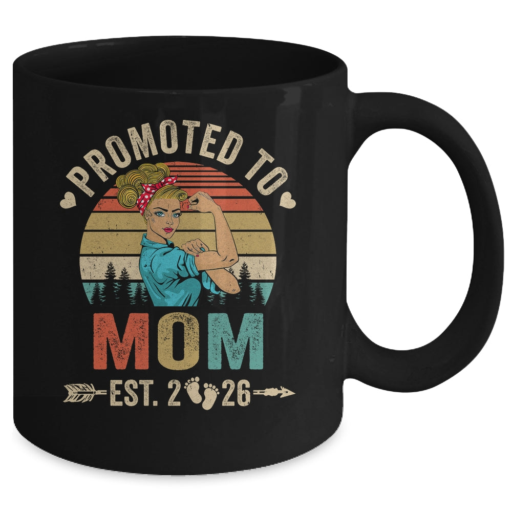 Promoted To Mom Est 2026 Retro First Time Mom Mug | teecentury