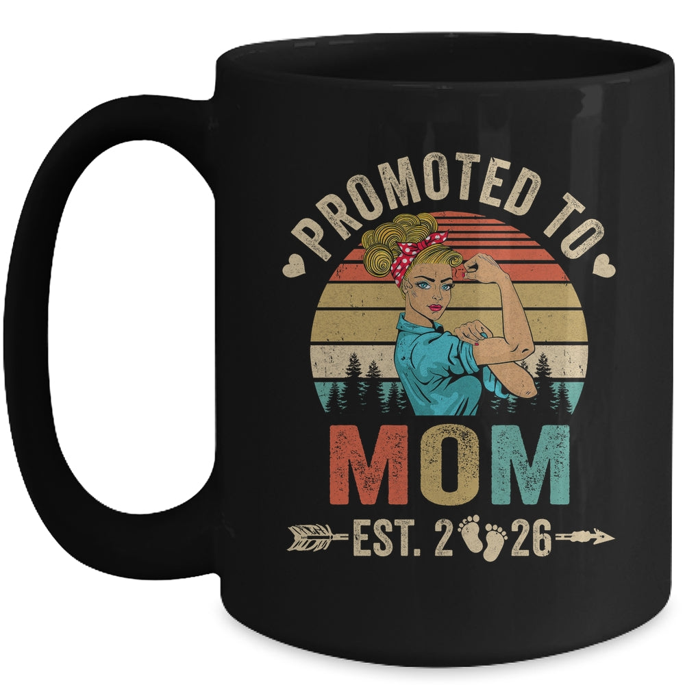 Promoted To Mom Est 2026 Retro First Time Mom Mug | teecentury