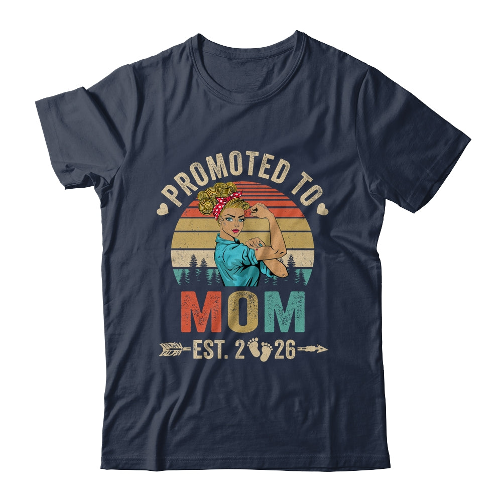 Promoted To Mom Est 2026 Retro First Time Mom Shirt & Tank Top | teecentury