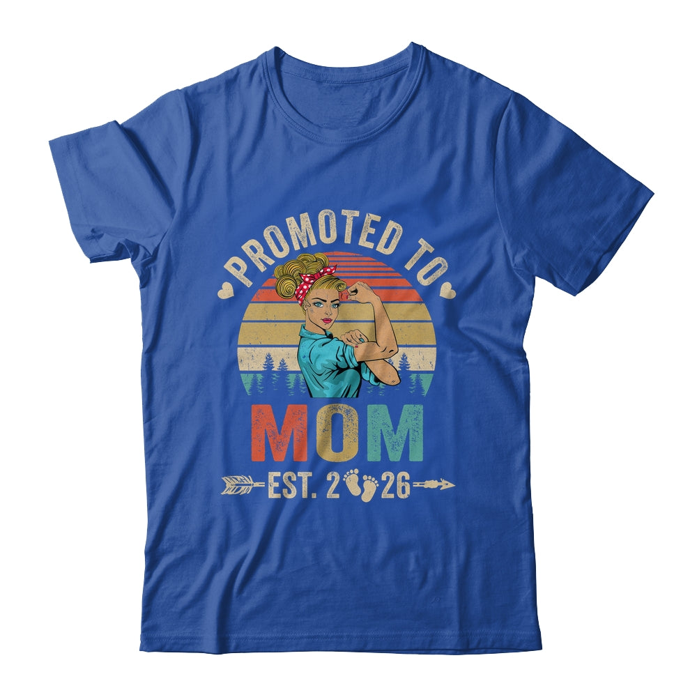Promoted To Mom Est 2026 Retro First Time Mom Shirt & Tank Top | teecentury