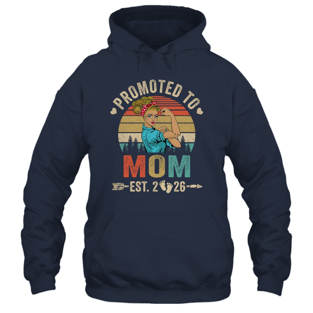 Promoted To Mom Est 2026 Retro First Time Mom Shirt & Tank Top | teecentury