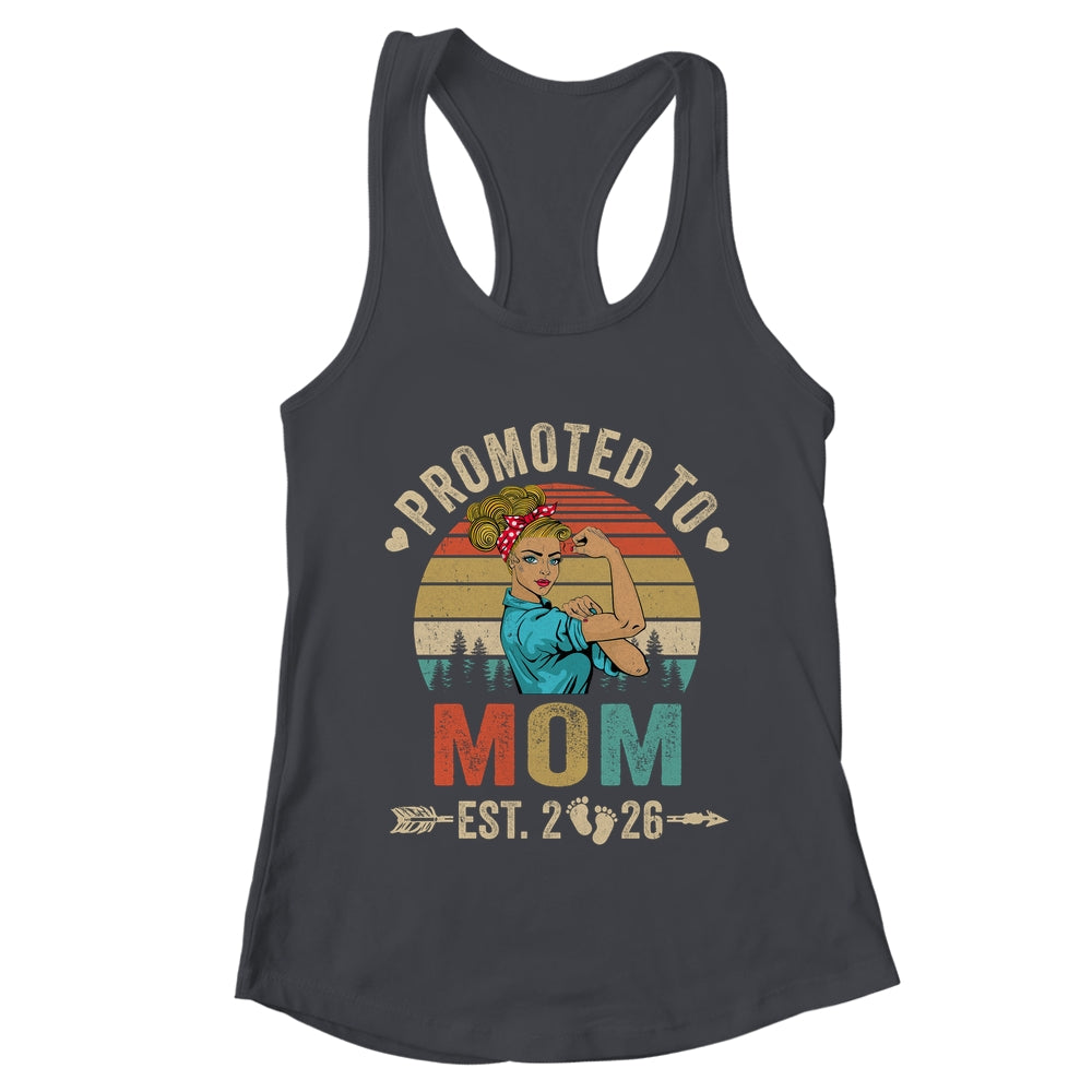 Promoted To Mom Est 2026 Retro First Time Mom Shirt & Tank Top | teecentury