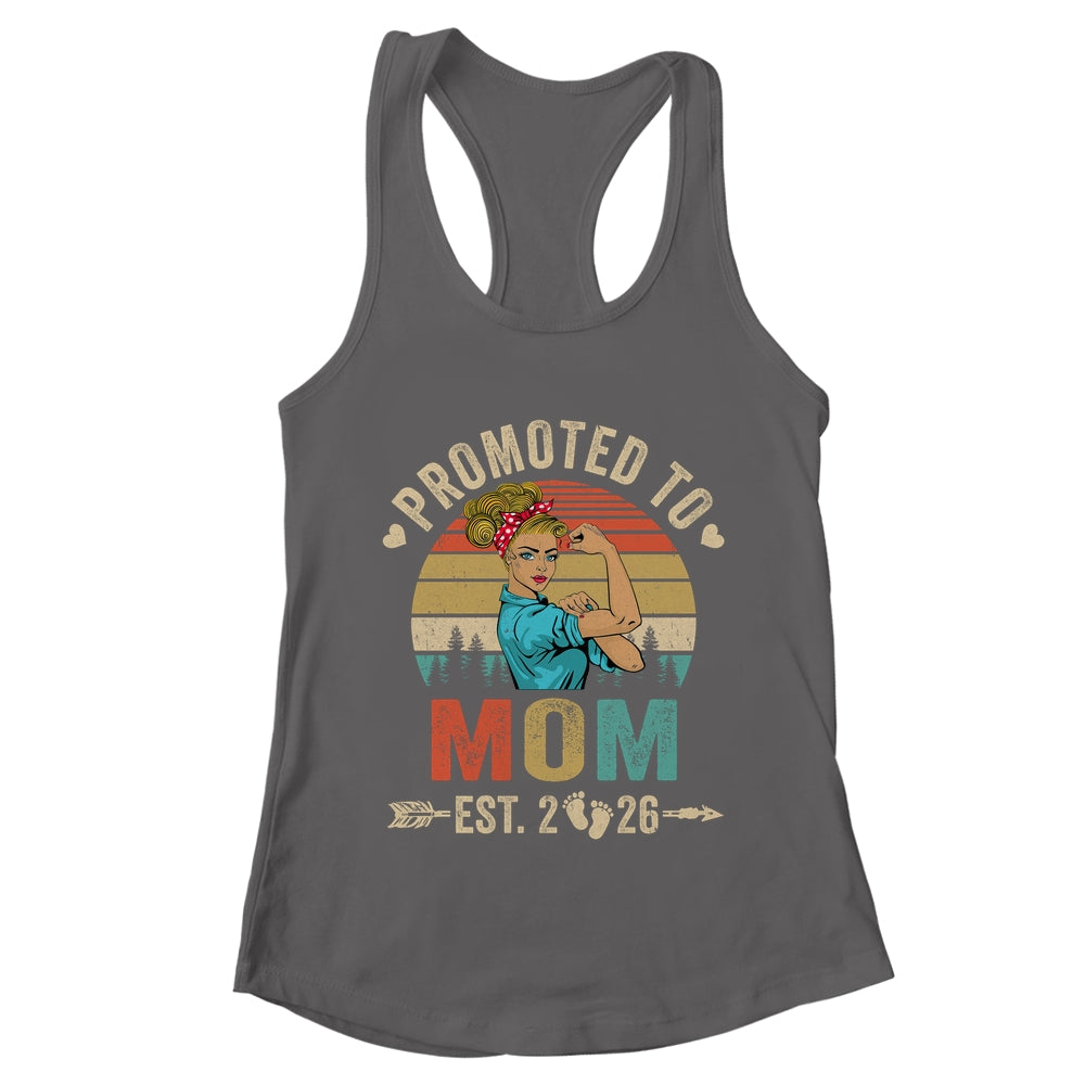 Promoted To Mom Est 2026 Retro First Time Mom Shirt & Tank Top | teecentury