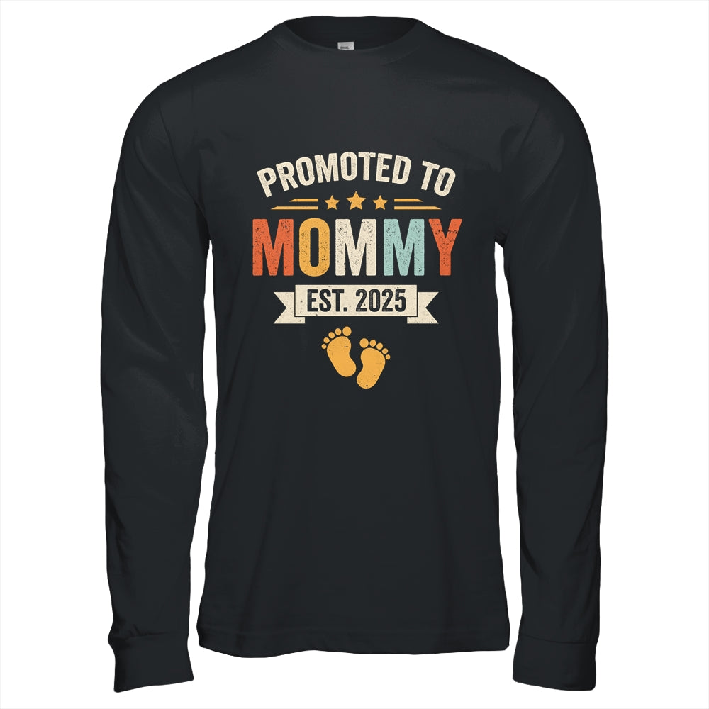 Promoted To Mommy 2025 Retro Soon To Be Mommy Est 2025 Shirt & Hoodie | teecentury
