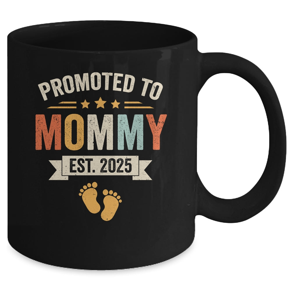 Promoted To Mommy 2025 Retro Soon To Be Mommy Est 2025 Mug | teecentury