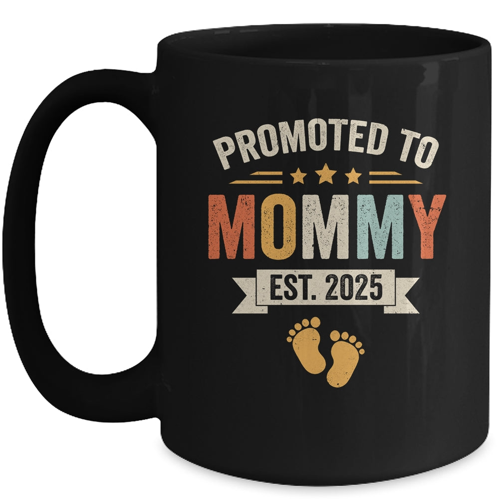 Promoted To Mommy 2025 Retro Soon To Be Mommy Est 2025 Mug | teecentury