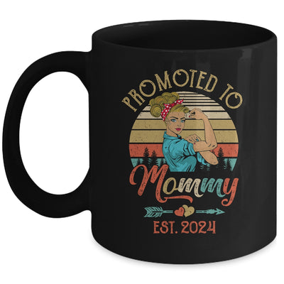 Promoted To Mommy Est 2024 Retro First Time Mommy Mug | teecentury