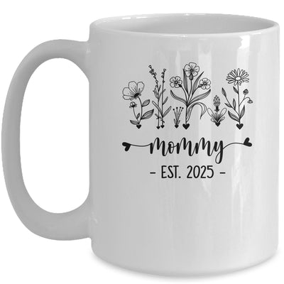 Promoted To Mommy Est 2025 Pregnancy Announcement Flower Mug | teecentury