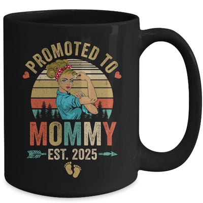 Promoted To Mommy Est 2025 Retro First Time Mommy Mug | teecentury