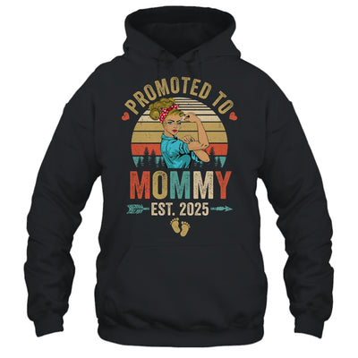 Promoted To Mommy Est 2025 Retro First Time Mommy Shirt & Tank Top | teecentury