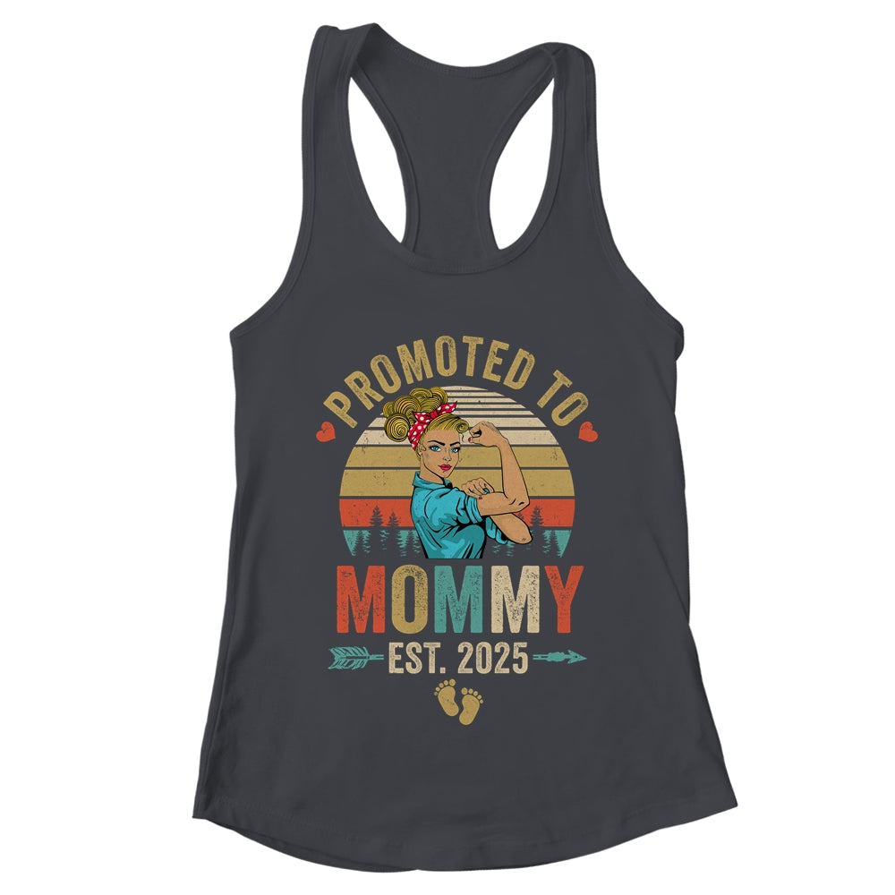 Promoted To Mommy Est 2025 Retro First Time Mommy Shirt & Tank Top | teecentury