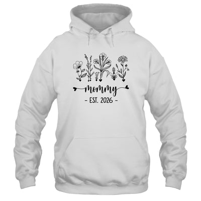Promoted To Mommy Est 2026 Pregnancy Announcement Flower Shirt & Hoodie | teecentury
