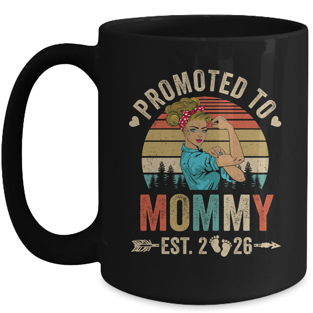 Promoted To Mommy Est 2026 Retro First Time Mommy Mug | teecentury