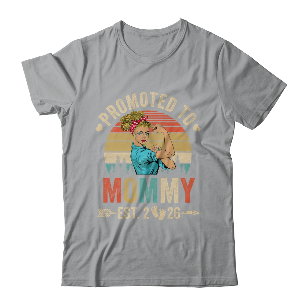 Promoted To Mommy Est 2026 Retro First Time Mommy Shirt & Tank Top | teecentury
